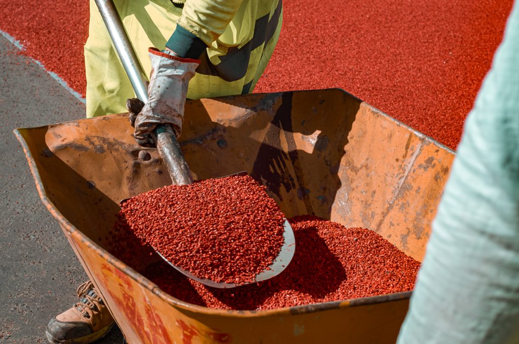 Pavimento rojo en Copiapó